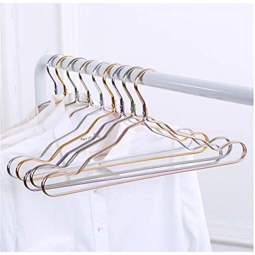 10pcs Random Color Thicker Space Aluminum Hangers, Home Seamless Hanger Anti-Slip Drying Racks, Luxurious Windproof Dress Clothes Hanger