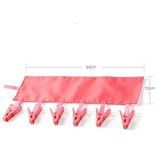 Edtoy Home socks drying racks Bathroom Traveling Clothes Rack Travel Portable Folding Cloth Hanger Clips (watermelon red)