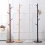 MAFYU Coat Rack European Solid Wood Floor Hanger Hanger Simple Bedroom Clothes Storage Rack Living Room Drying Hanger