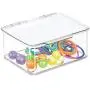 mDesign Stackable Bathroom Hair Accessory Countertop Storage Organizer Boxes with Hinged Lid for Makeup, Beauty, Hair, Nail Supplies - 4 Pack - Clear