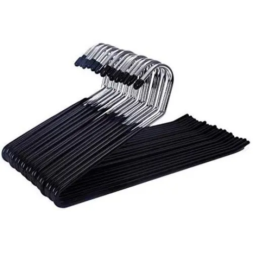 JS HANGER 20 Pack Open Ended Slacks Pant Hangers, Chrome and Black Friction, Non-Slip JS HANGER 20 Pack Open Ended Slacks Pant Hangers, Chrome and Black Friction, Non-Slip