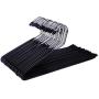 JS HANGER 20 Pack Open Ended Slacks Pant Hangers, Chrome and Black Friction, Non-Slip