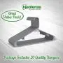 Neaterize Plastic Clothes Hangers| Heavy Duty Durable Coat and Clothes Hangers | Vibrant Colors Adult Hangers | Lightweight Space Saving Laundry Hangers | 20, 40, 60 Available (20 Pack - Grey)