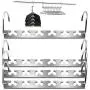 Luckindom Space Saving Clothes Hangers, Magic Metal Closet Hanger Organizers, 4 Pack Stainless Steel Wardrobe Clothing Cascading Hangers for Easy Storage of Pants, Shirts, Coats (Single Row)