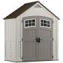 Suncast 6 x 3 Cascade Storage Shed - Natural Wood-like Outdoor Storage for Power Equipment and Yard Tools - All-Weather Resin Material, Transom Windows and Shingle Style Roof