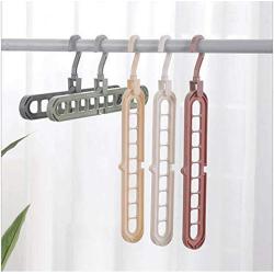 10pcs Random Color Space Saving Organizer Storage Rack Buckle Anti-Slip Hanger 9 Hole Multilayer Windproof Clothes Hanger Fixed Holder