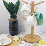 Hemoton 1 Pc Korean Style Solid Wood Kitchen Storage Rack 6 Hooks Removable Tea Cup Organizer Mug Stand Coffee Cup Hanger