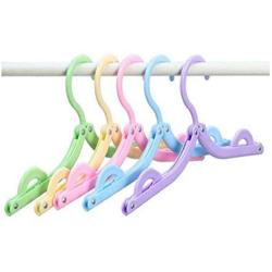 10pcs Random Color Travel Hangers Folding Clothes Hanger Portable Saving Space Magic Stretch Folding Coat Hanger Home Wardrobe Storage