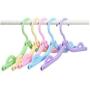 10pcs Random Color Travel Hangers Folding Clothes Hanger Portable Saving Space Magic Stretch Folding Coat Hanger Home Wardrobe Storage