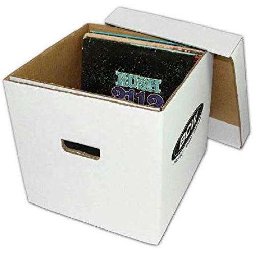 BCW 33 RPM 12" Vinyl Storage Boxes with Lid | Holds up to 65 LPs or Laser Discs | White (10-Boxes)