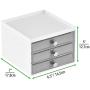 mDesign Plastic 3-Drawer Jewelry Organizer Boxes for Storage on Dresser, Vanity, Countertop - Holds Earrings, Bracelets, Necklaces, Bangles, Rings - White/Gray