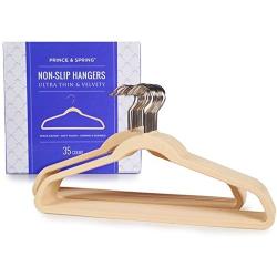 Prince & Spring - Premium Heavy Duty Non-Slip Ultra Thin 35 Pack Clothes Hanger - Ivory Velvet