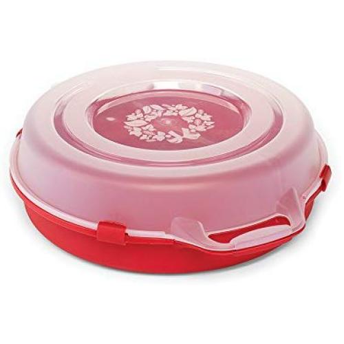 Homz Holiday Wreath Plastic Storage Box, Up to 24", Red With Clear Lid (Pack of 1)