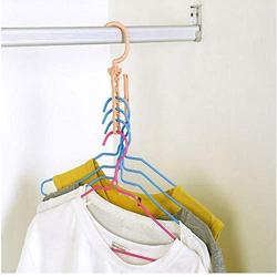 10pcs Random Color Plastic 5 Circle Multilayer Windproof Clothes Hanger Organizer Fixed Holder Storage Racks Buckle Hanger Anti-Slip Home