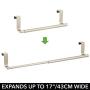 mDesign Adjustable, Expandable Kitchen Over Cabinet Towel Bar Rack - Hang on Inside or Outside of Doors, Storage for Hand, Dish, Tea Towels - 9.25" to 17" Wide, 2 Pack - Satin