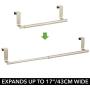 mDesign Adjustable, Expandable Kitchen Over Cabinet Towel Bar Rack - Hang on Inside or Outside of Doors, Storage for Hand, Dish, Tea Towels - 9.25" to 17" Wide - Satin