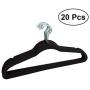 KIPB 20pcs Non-Slip Flocked Velvet Huggable Hangers Clothes Hangers Shirts Sweaters Dress Hanger Hook Drying Rack (Black)
