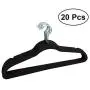 KIPB 20pcs Non-Slip Flocked Velvet Huggable Hangers Clothes Hangers Shirts Sweaters Dress Hanger Hook Drying Rack (Black)