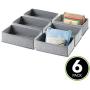 mDesign Rectangular Soft Fabric Dresser Drawer and Closet Storage Organizer Bin for Lingerie, Bras, Socks, Leggings, Clothes, Purses, Scarves - 12" Long - Textured Print - 6 Pack - Gray