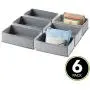 mDesign Rectangular Soft Fabric Dresser Drawer and Closet Storage Organizer Bin for Lingerie, Bras, Socks, Leggings, Clothes, Purses, Scarves - 12" Long - Textured Print - 6 Pack - Gray mDesign Rectangular Soft Fabric Dresser Drawer and Closet Storage Organizer Bin for Lingerie, Bras, Socks, Leggings, Clothes, Purses, Scarves - 12" Long - Textured Print - 6 Pack - Gray