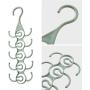 hqcOrDeua 5 Layers Multifunctional Hanging Scarf Necktie Bag Belt Hanger Wardrobe Clothes Storage Rack with Hook Green
