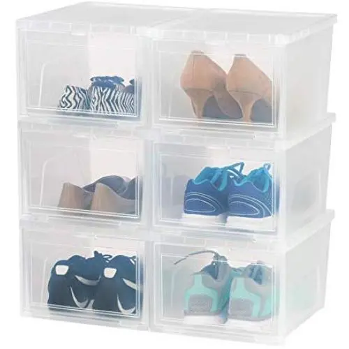 IRIS USA, Inc. NSSB-H Front Entry Stackable Shoe Box, Tall, Pearl