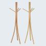 ZEMIN Floor Standing Coat Rack Clothes Hat Stand Hanger Hooks Wood Smooth Stoarge Japanese-Style, (Color : Ash)