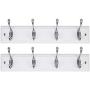 DOKEHOM 2 Set 4-Satin Nickel Hooks -(Available 4 and 6 Hooks in 4 Colors)- on White Wooden Board Coat Rack Hanger, Mail Boxes Packing