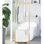 JFGUOYA Bamboo Coat Rack with Storage Basket, Bedroom Clothes Hanger Free Standing Hanging Rail - Laundry Hamper Garment Rack, Bamboo Coat Organizer with Clothes Hanger and Storage Shelves