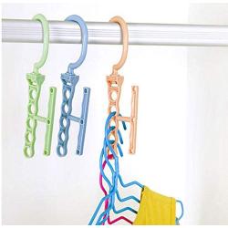 10pcs Random Color Plastic 5 Circle Multilayer Windproof Clothes Hanger Organizer Fixed Holder Storage Racks Buckle Hanger Anti-Slip Home