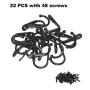 22pcs Vintage Retro Black Robe Hooks Wall Mounted Single Key Hook Hangers with 48pcs Screws