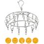 NILWL Stainless Steel Metal 20 Clips Drying Hanger Rack for Hanging Underwear, Bra, Baby Clothes, Diapers, Towel, Hat, Scarf, Gloves (Round 20 Clips)