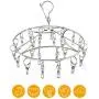 NILWL Stainless Steel Metal 20 Clips Drying Hanger Rack for Hanging Underwear, Bra, Baby Clothes, Diapers, Towel, Hat, Scarf, Gloves (Round 20 Clips)