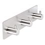VaLaVie No Drilling Stainless Steel Towel Hook with 3M Self Adhesive Gum - Durable Hanger for Bath Robe/Coat, Kitchen Towel/Loofah (3-Hook)