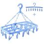 Folding Drying Rack Windproof Plastic Clothespin Drying Socks Hanger Multi-Clip Baby Hanger Sock Dryers (Color : Blue, Size : 24 Clips)