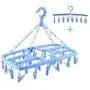 Folding Drying Rack Windproof Plastic Clothespin Drying Socks Hanger Multi-Clip Baby Hanger Sock Dryers (Color : Blue, Size : 24 Clips)