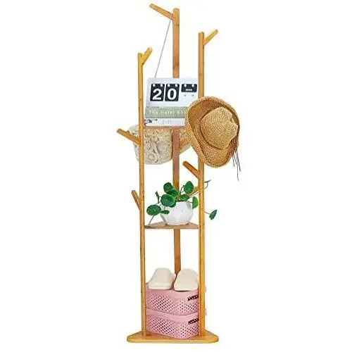 unho Coat Rack Tree Free Standing Bamboo Clothes Stand Garment Hanger with 10 Hooks, 3 Tier Shelves, 40kg Capacity for Hats Clothes Scarves Handbags (167x40x40cm) unho Coat Rack Tree Free Standing Bamboo Clothes Stand Garment Hanger with 10 Hooks, 3 Tier Shelves, 40kg Capacity for Hats Clothes Scarves Handbags (167x40x40cm)