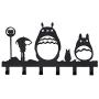 Homentum Decorative Coat Hooks Wall Mounted,Childrens Hangers, Metal Towel Racks for Bathroom,Bedroom, Dog Leash and Key Holder, Entryway Clothes and Hat Organizer,Cartoon Sweet Black,6 Hooks(Totoro)