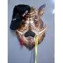 Hog Head Coat & Hat Rack, Key Hanger, Dog Leash Holder, Decorative Home Storage, Handmade on Engraved Rustic Wood, Entryway Foyer Hallway Office Bedroom Man Cave Hunter Decor, Wall Mount