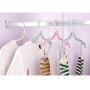 SuperSWK Pack of 4 Plastic Portable Foldable Travel Non Slip Grooves Clothes Hangers Hook Rack with 8 Hanger Clips for Scarves Suits Trousers Pants Shirts (Pink, Blue, Beige, Green)