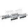 HANGERWORLD 10 Chrome 12inch Metal Pants Skirt Adjustable Clip Coat Clothes Garment Hangers HANGERWORLD 10 Chrome 12inch Metal Pants Skirt Adjustable Clip Coat Clothes Garment Hangers