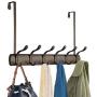 mDesign Decorative Over Door Long Easy Reach 12 Hook Metal Storage Organizer Rack to Hang Jackets, Coats, Hoodies, Clothing, Hats, Scarves, Purses, Leashes, Bath Towels & Robes - Bronze