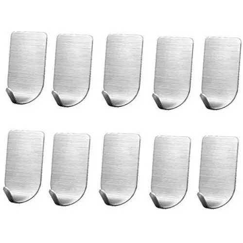 BERKET 3M Adhesive Hooks, Heavy Duty Wall Hooks, Stainless Steel Waterproof Hanger for Kitchen Bathroom Bags Towel Coat Keys Robe Home Offices No Drilling Required Utility Hooks (A-Hooks10PC) BERKET 3M Adhesive Hooks, Heavy Duty Wall Hooks, Stainless Steel Waterproof Hanger for Kitchen Bathroom Bags Towel Coat Keys Robe Home Offices No Drilling Required Utility Hooks (A-Hooks10PC)