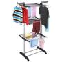 ZQKJLH 3 Layers Portable Practical Clothes Dryer Drying Rack Cloth Hanger Storage Grey Foldable for Easy Storage ? Indoor and Outdoor Rust Proof
