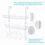 Coat Rack, MILIJIA Over The Door Hanger with Mesh Basket, Detachable Storage Shelf for Towels, Hats, Handbags, Coats (White-2 Layer)