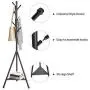 SONGMICS Coat Rack Stand with 6 Hooks and Storage Shelf, Urban Industrial Style, Corner Hall Tree Hanger for Entryway, Hallway, for Clothing, Hats, Bags, Black URCR26BC