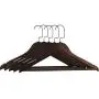C&M LIFE Solid Wood Coat Hanger - Pack of 5, Smooth Finish Suit Hangers with Non Slip Bar and Cut Notches for Dress, Pant, Jacket