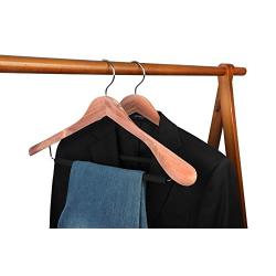 TOPIA HANGER American Red Cedar Suit Coat Jacket Wood Hangers, Luxury Wooden Hangers with No Painting, Wide Shoulder with Black Padded Pant Bar- 360°Flexible Hook, 4 Pack- Natural- CT07N