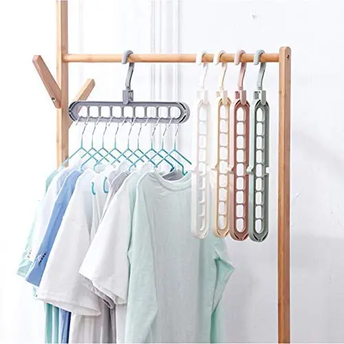 Stuart77 Magic Coat Hangers Rotate Anti-Skid Folding Clothes Hanger Rack Wardrobe Space Saver Magic Closet Organiser Hanging Hangers (Random Color)