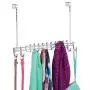 mDesign Metal Over Door Hanging Closet Storage Organizer Rack for Bedroom, Closet, Bath - Holds Mens/Womens Ties, Belts, Slim Scarves, Jewelry, Accessories - 4 Large Hooks, 20 Small Hooks - Chrome